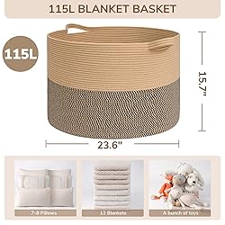 INDRESSME 115L Extra Large Blanket Basket, Woven