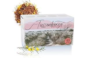 TREATS FROM HOME Tussenberge Organic Rooibos Tea Bags – Premium South African Red Bush Herbal Tea, Smooth & Full-Bodied Flavor, Naturally Caffeine-Free, 40 Tagless Tea Bags