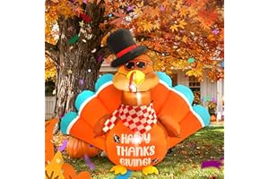 HZGDEJTG 6FT Thanksgiving Turkey Outdoor Inflatable Decoration, Built-in LED Light, Suitable for Thanksgiving Lawn, Garden, Courtyard Outdoor Inflatable Decoration