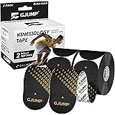 GJUMP Kinesiology Tape, Precut Athletic Sports Tape 40 Strips (2 Rolls), Waterproof Breathable Muscle Tape for Pain Relief & Joint Support