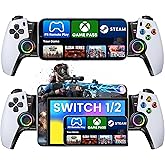 Phone Controller for iPhone/Android/Switch 1/2/OLED/iPad Mini With Hall Joystick, Wireless LED Mobile Gaming Controller for iOS Support PS Remote Play, Xbox Cloud,Steam Link,GeForce Now, Arcade,Roblox