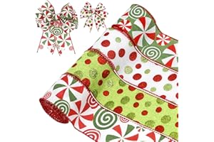 ACERICH Christmas Ribbon Wired 24 Yard 2.5 Inch Wide Christmas Tree Ribbon Candy Dot Ribbon for Wrapping, Christmas Tree, Wreath, Garland, Home Decor