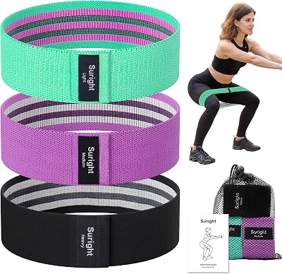 Suright Fabric Resistance Bands Set of 3 for Glutes Hips Non-Slip 3 Levels