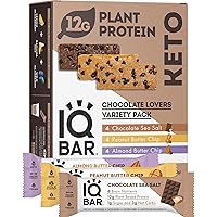 IQBAR Brain and Body Keto Protein Bars - Chocolate Lovers Variety Keto Bars - 12-Count Energy Bars - Low Carb Protein Bars -