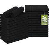 Utopia Towels Cotton Bleach Proof Salon Towel 16 by 27 inches, Bleach Safe Gym 100% Cotton Hand Towel, 24 Pack, Black