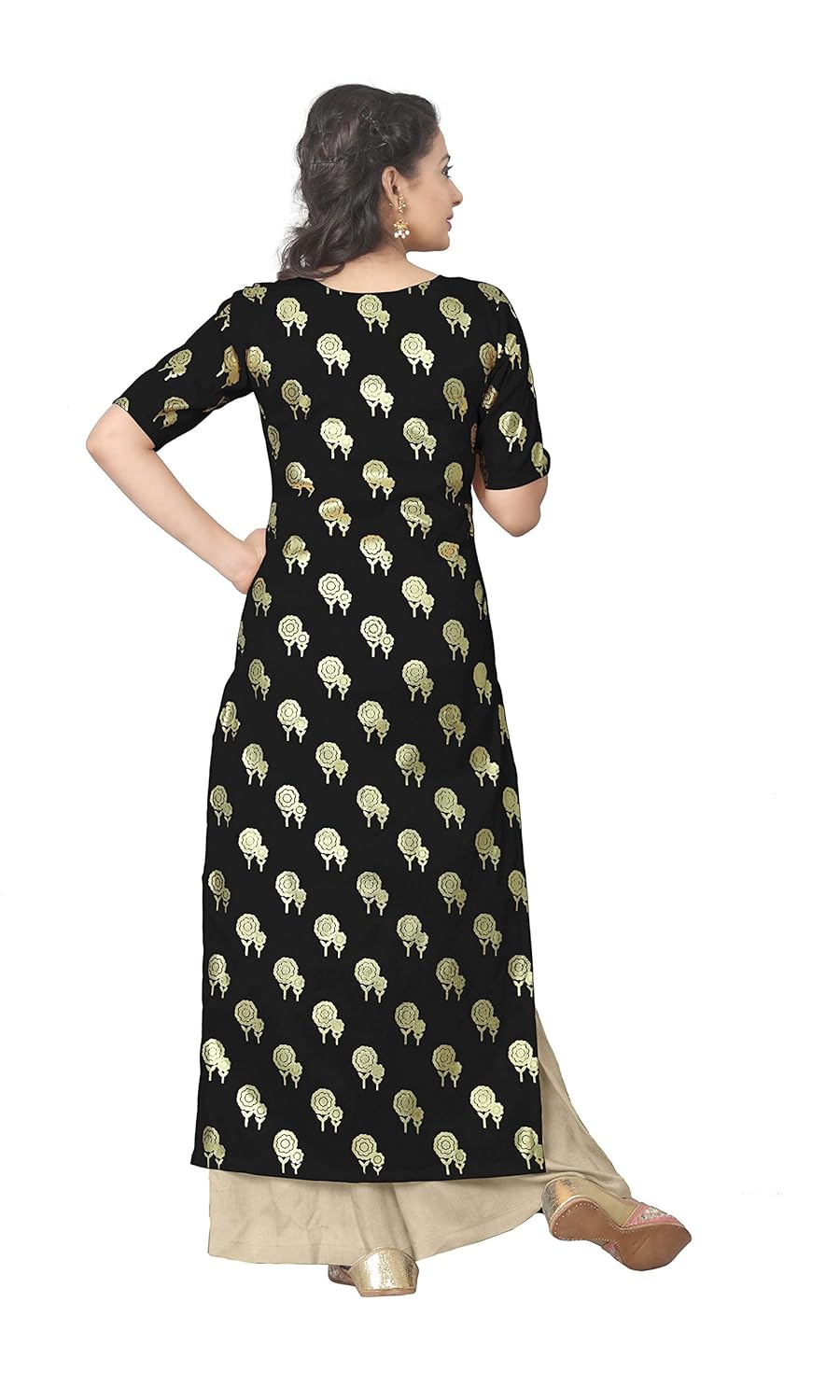 ziyaa women's straight faux crepe kurta