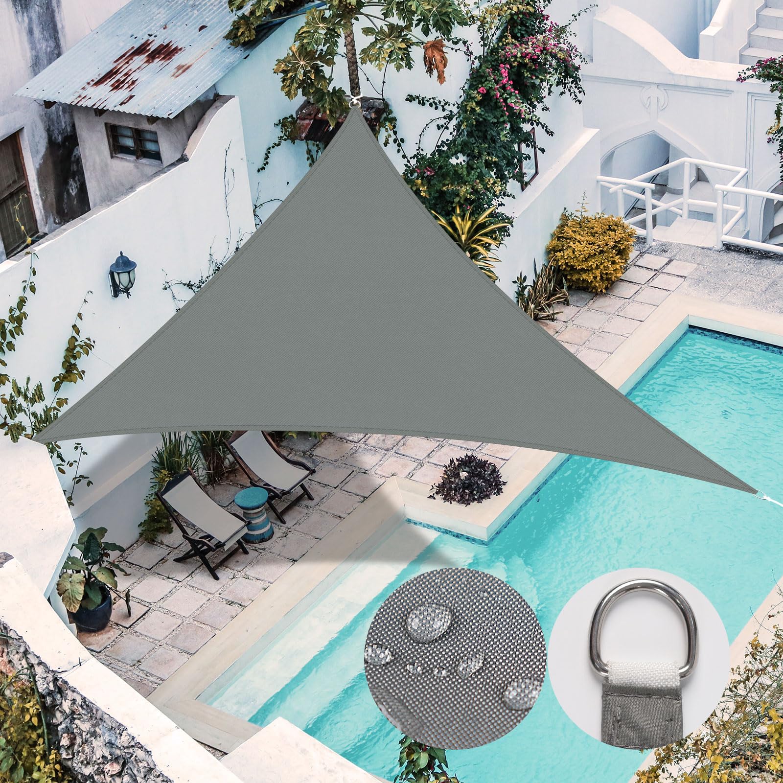 RICHIE Sun Shade Sail Angle 3x3x4.25m Waterproof, 98% UV Block Awnings for Patios with Free Rope, Sunscreen Awning Canopy, Garden Shelter for Outdoor Garden Patio Yard Lawn Party,Dark grey