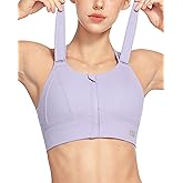 VFUS Zip Front Adjustable High Impact Sports Bras for Women Large Breasts Full Coverage Workout Running Removable Pads