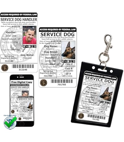 Service Dog Holographic ID Card + Keychain Collar Tag + Online Registration Bundle