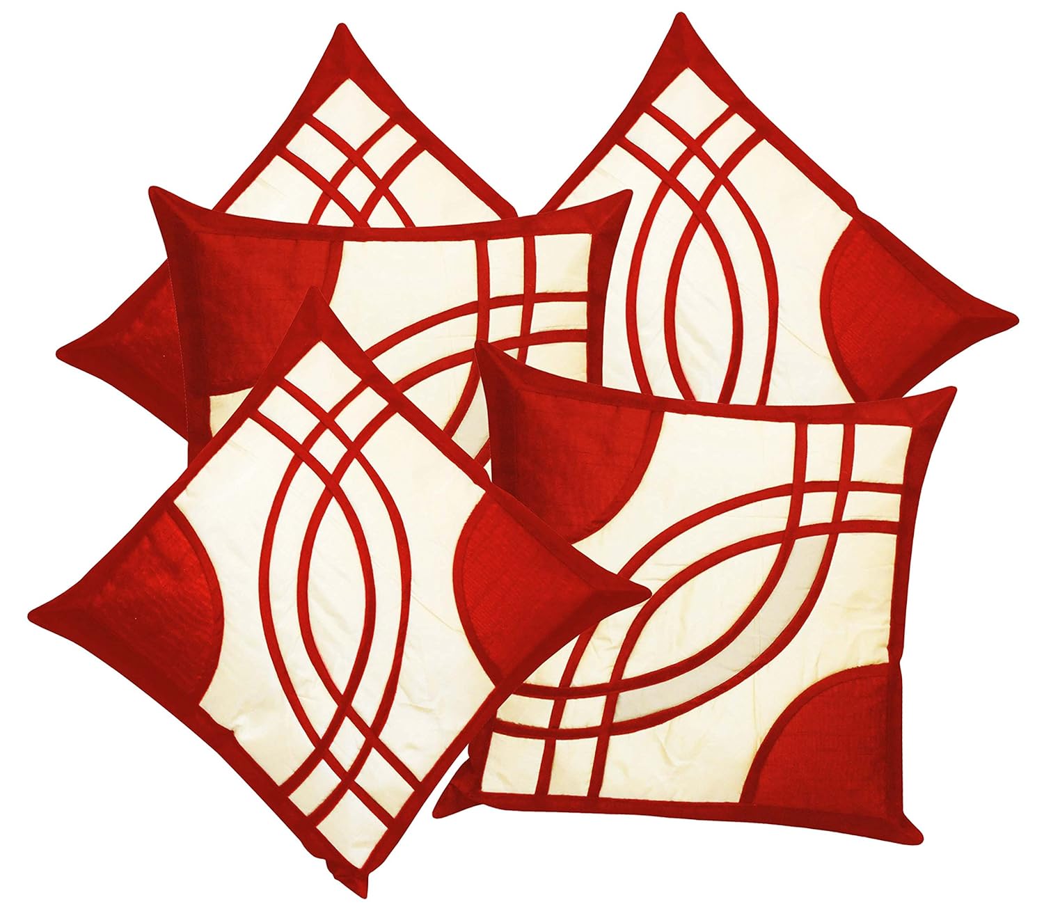 Buy Eye Design Rust N Beige Cushion Covers 50x50 Cms (Set of 5) Online