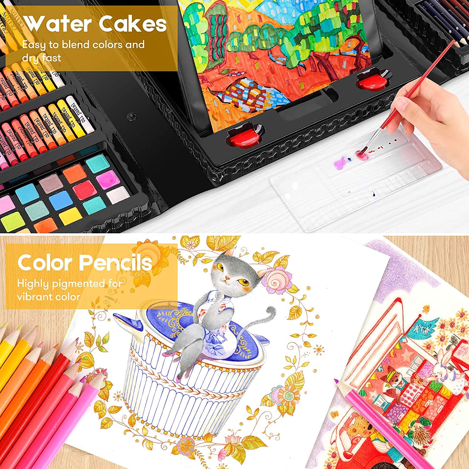 iBayam Stocking Stuffers, Art Supplies, Arts and Crafts for Kids Ages 8-12, Teens Girls Christmas Gifts, 251-Pack Art Set Case with Trifold Easel, Sketch Pads, Gifts for 5-12 Year Old Girl