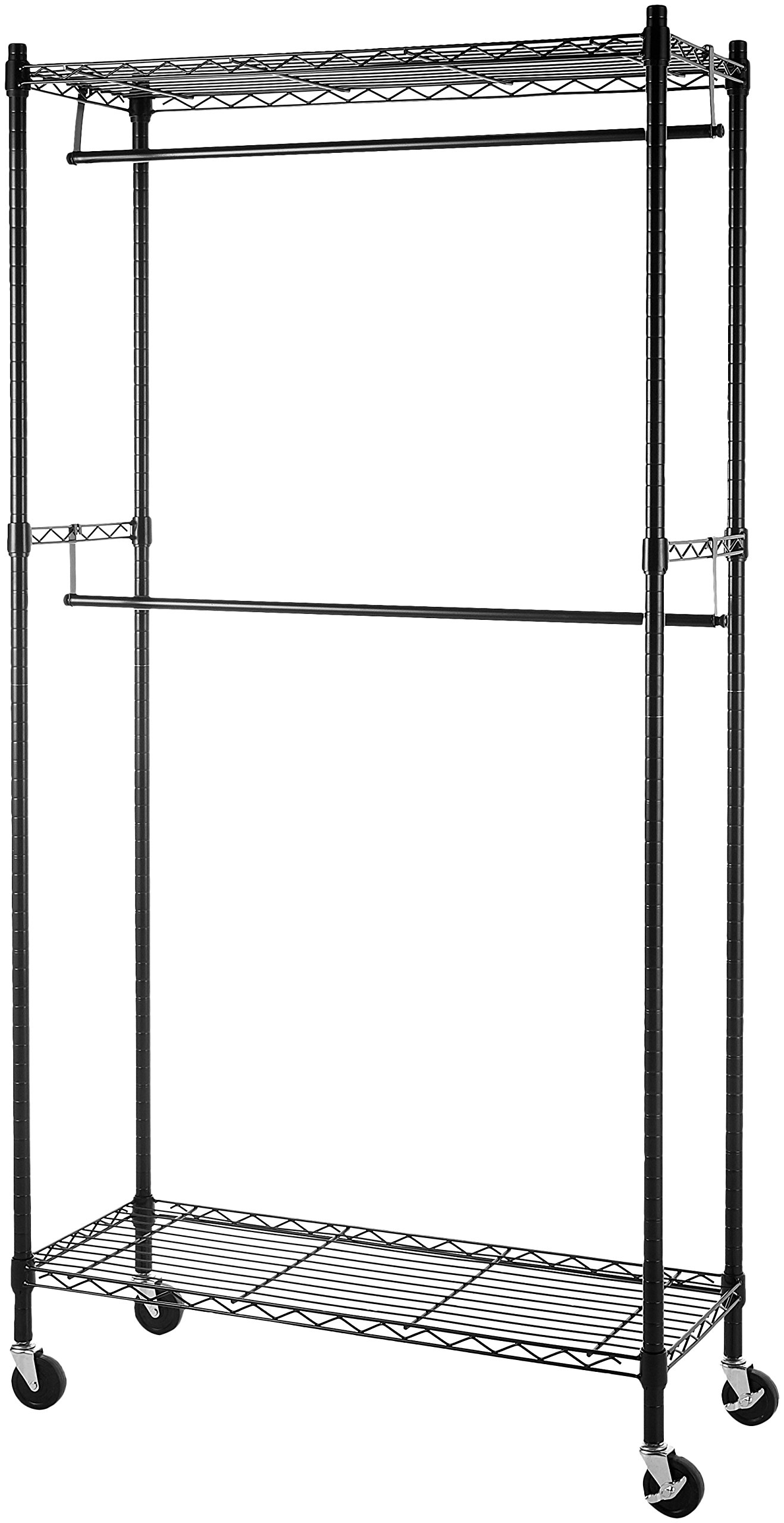 AmazonBasics Double Hanging Rod Garment Rolling Closet Organizer Rack