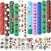 Alomois 40pcs Football Slap Bracelets Football Party Favors with Football Tattoos for Classroom Gifts Sports Birthday Rugby Match Party Supplies Treat Goodie Bag Fillers