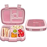 Bentgo Kids 5-Compartment Lunch Box - Glitter Design for School, Ideal for Ages 3-7, Leak-Proof, Drop-Proof, Dishwasher Safe, & Made with PFAS & BPA-Free Materials (Glitter Edition - Petal Pink)