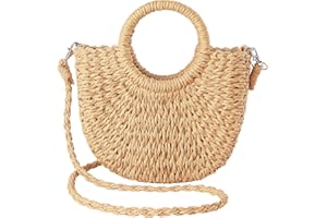 JOLLQUE Straw Beach Bag for Women, Crochet Crossbody Bags Small Boho Purse,Top Handle Cute Woven Handbag Wicker Clutch 2026
