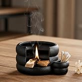 Ceramic Palo Santo Holder Burner, Handcrafted Incense Holder with Ash Catcher for Sage, Incense Cone, Smudge Stick Holder for Meditation, Yoga, Spiritual Cultivation Decoration & Gifts