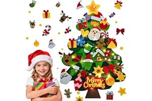 SOOVSY Kit de sapin de Noël en feutre à faire soi-même avec ornements pour tout-petits, cadeau de Noël pour enfants, garçons 