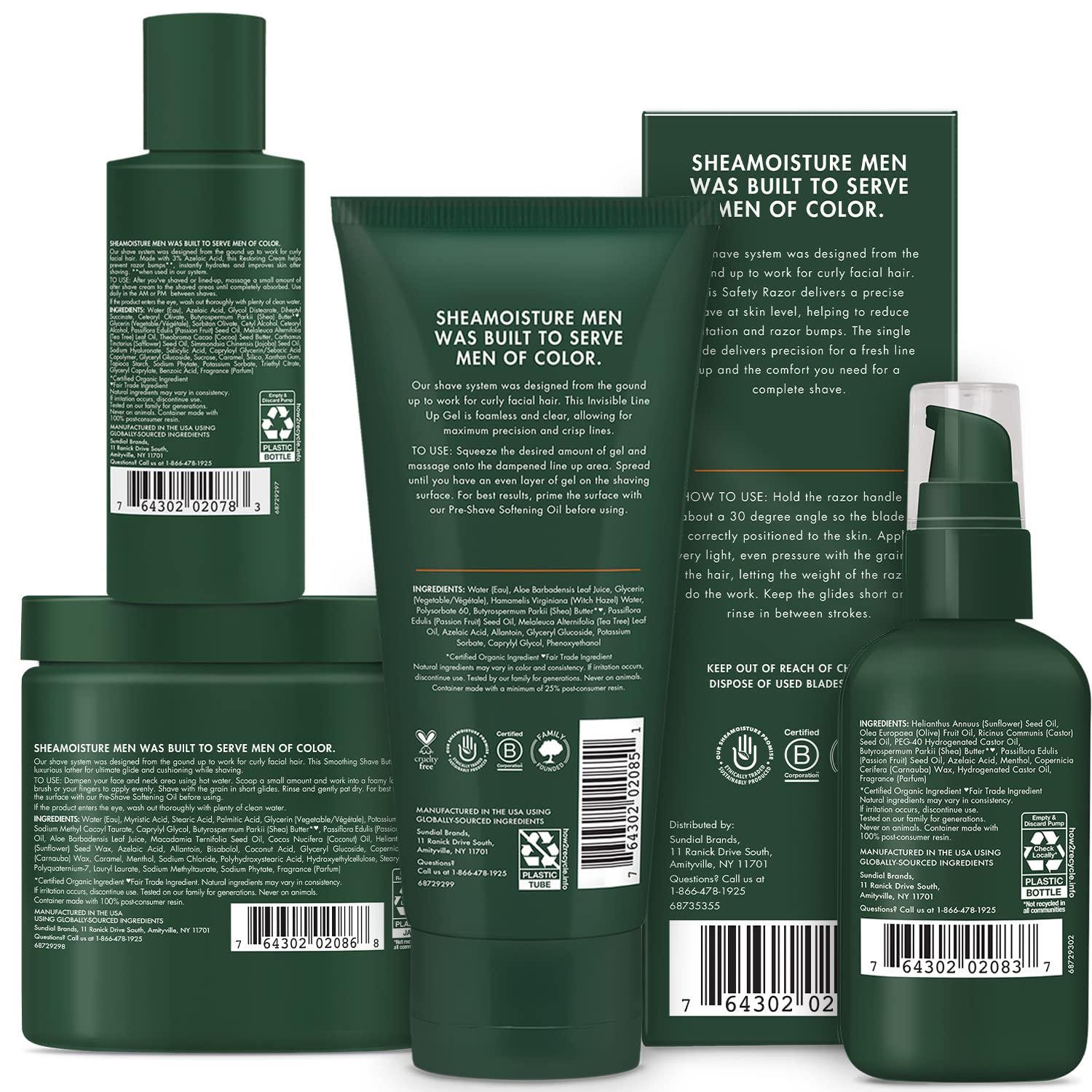 SheaMoisture Shaving Kit for Men - Double Edge Razor + 10 Blades, Pre-Shave Softening Oil, Invisible Line Up Gel, Smoothing Shave Butter, Aftershave Care Restoring Cream, Gifts for Men (5 Piece Set)