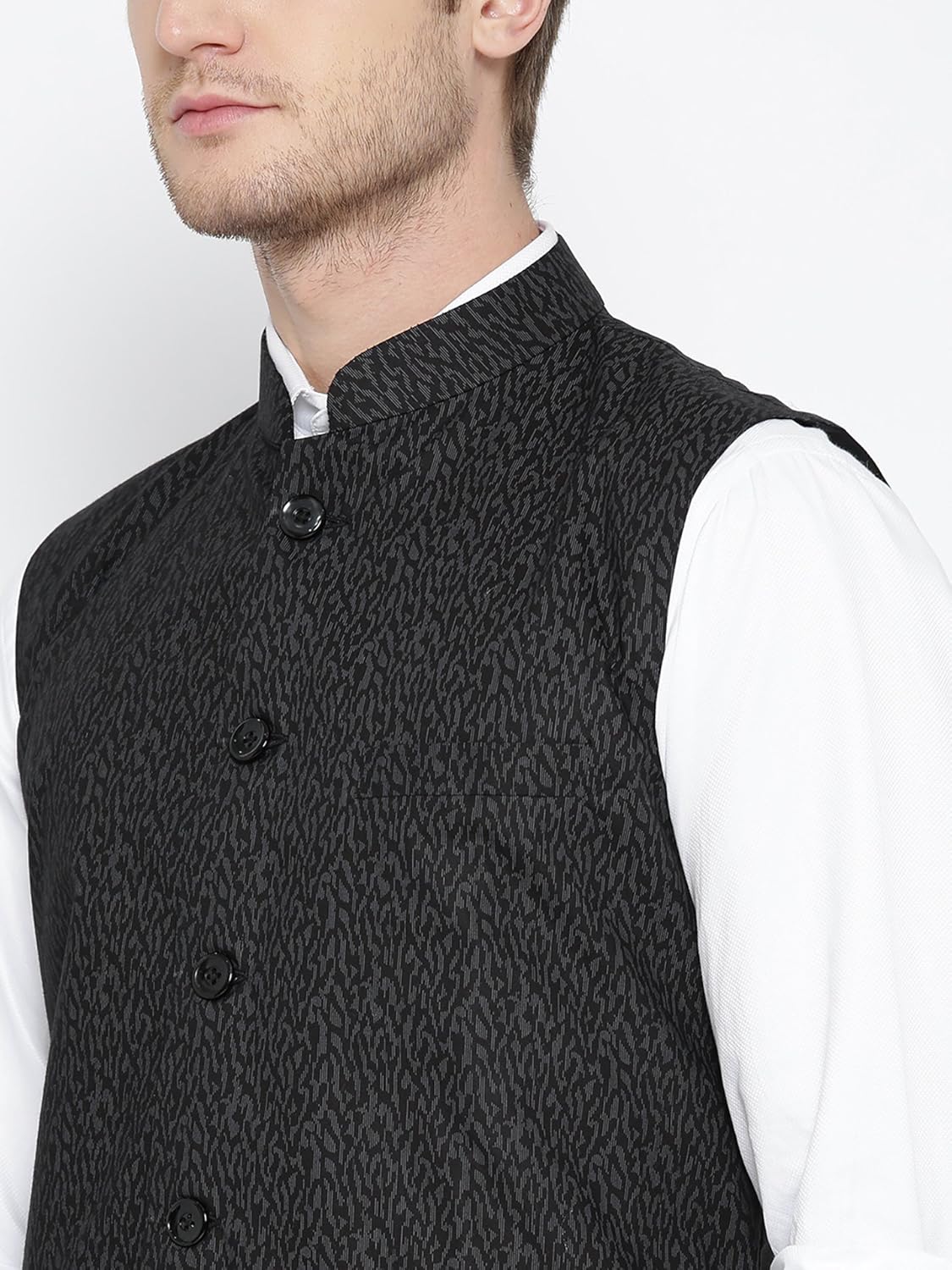 shaftesbury london men's cotton nehru jacket