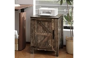 18'' Wide Wood Bedside Table, Bedside Table with USB Charging Station, Adjustable Two-Tier Shelf, Sliding Barn Door for Bedro