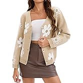 ONFERS Cardigan Sweaters for Women Button Down Open Front V Neck Floral Print Long Sleeve Knit Outerwear Fall Outfits 2025