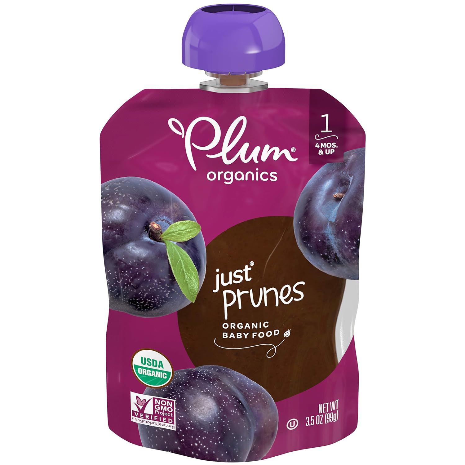 Plum Organics Stage 1 Organic Baby Food, Prunes, 3.5 Oz