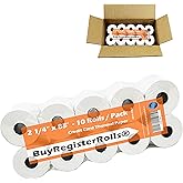 (10 Rolls - 50 GSM) 2 1/4 x 85 Thermal Paper Receipt Rolls 2.25 x 85 ft, POS/Cash Register, Fits All Credit Card Terminals, Verifone VX510 VX570 FD50 T4220