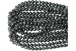 CHEAVIAN 45PCS 8mm Natural Black Obsidian Gemstone Round Loose Beads Crystal Energy Stone Healing Power for DIY Jewelry Making 1 Strand 15"