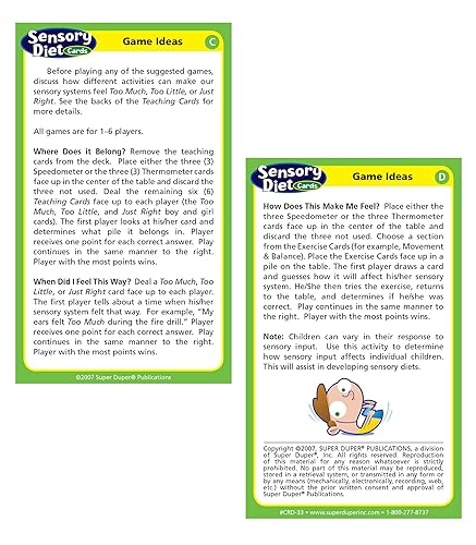 Sensory Diet Behavior and Body Awareness Flash Card Deck Super