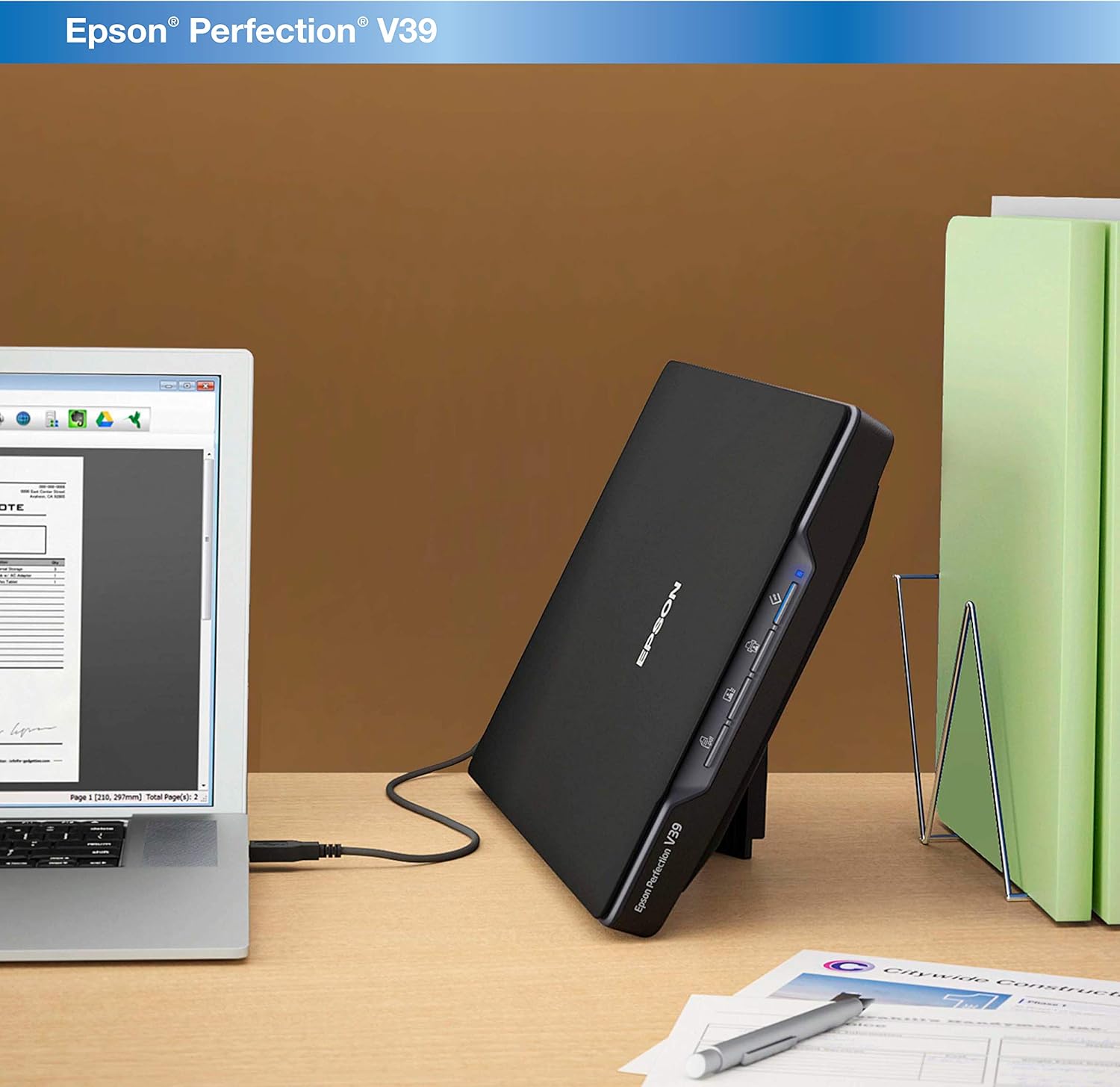 Epson Perfection V39 Color Photo & Document Scanner with Scan-To-Cloud & 4800 Optical Resolution,Black: Electronics