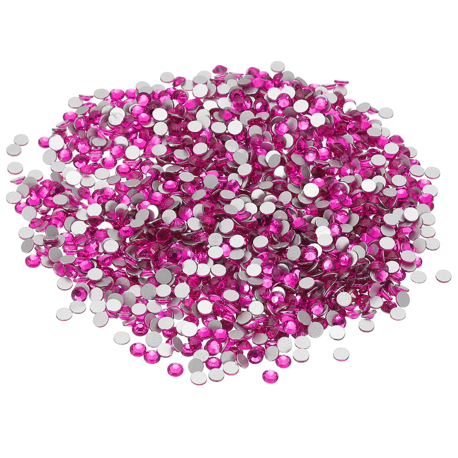 PATIKIL SS16/1440Pcs Glass Diamante Rhinestone, Crystal Glass Flat Back Rhinestones Round Crystal Man Made Gems Diamond Decor for Nail Art Craft Clothes DIY Makeup, Amaranth Pink — image 1