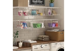 JSSKEEIM 3-Tier Foldable Laundry Basket Organizer with Rotating Hooks - Space-Saving Over Washer and Dryer Shelf for Laundry Room Organization and Storage, Durable Wire Shelving Unit, White