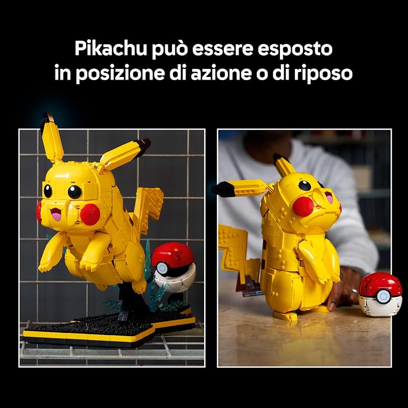 Pokémon Pikachu e Poké Ball - Kit di Modellismo per Adulti Tratto dall'Anime con Figura Snodabile ed Espositore - Decorazione Fai da Te per la Camera - Regalo per Gamer da Collezione - 72152