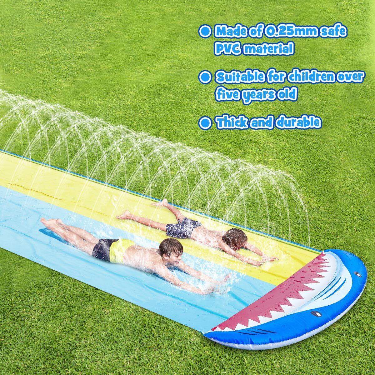 RenFox Slip and Slide, 16FT Inflatable Splash Water Slides with 2 Racing Lanes & Body Boards for Kids Boys Girls, Outdoor Summer Water Toys for Backyard Garden Lawn: Toys & Games