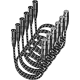 VANDESAIL Microphone Cable, XLR Cables 3ft 6 Pack, Braided Balanced Mic Cable Male to Female 3 Pin Connector for Microphones,