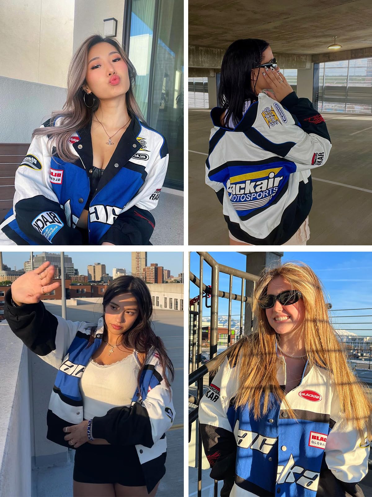 Vamtac Men's Varsity Jacket Vintage Letter Racer Jacket Oversized