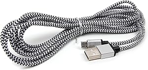 DURAGADGET Braided Silver Nylon 3M Micro USB Data Sync Cable - Compatible with Apple TV (2nd & 3rd Generation) -