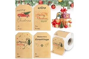 EUNVABIR 360Pcs Merry Christmas Gift Name Tags Stickers, Self-Adhesive Holiday Present Xmas Decorations, Christmas Address Labels for Envelopes Seals Cards Box (Simplified)