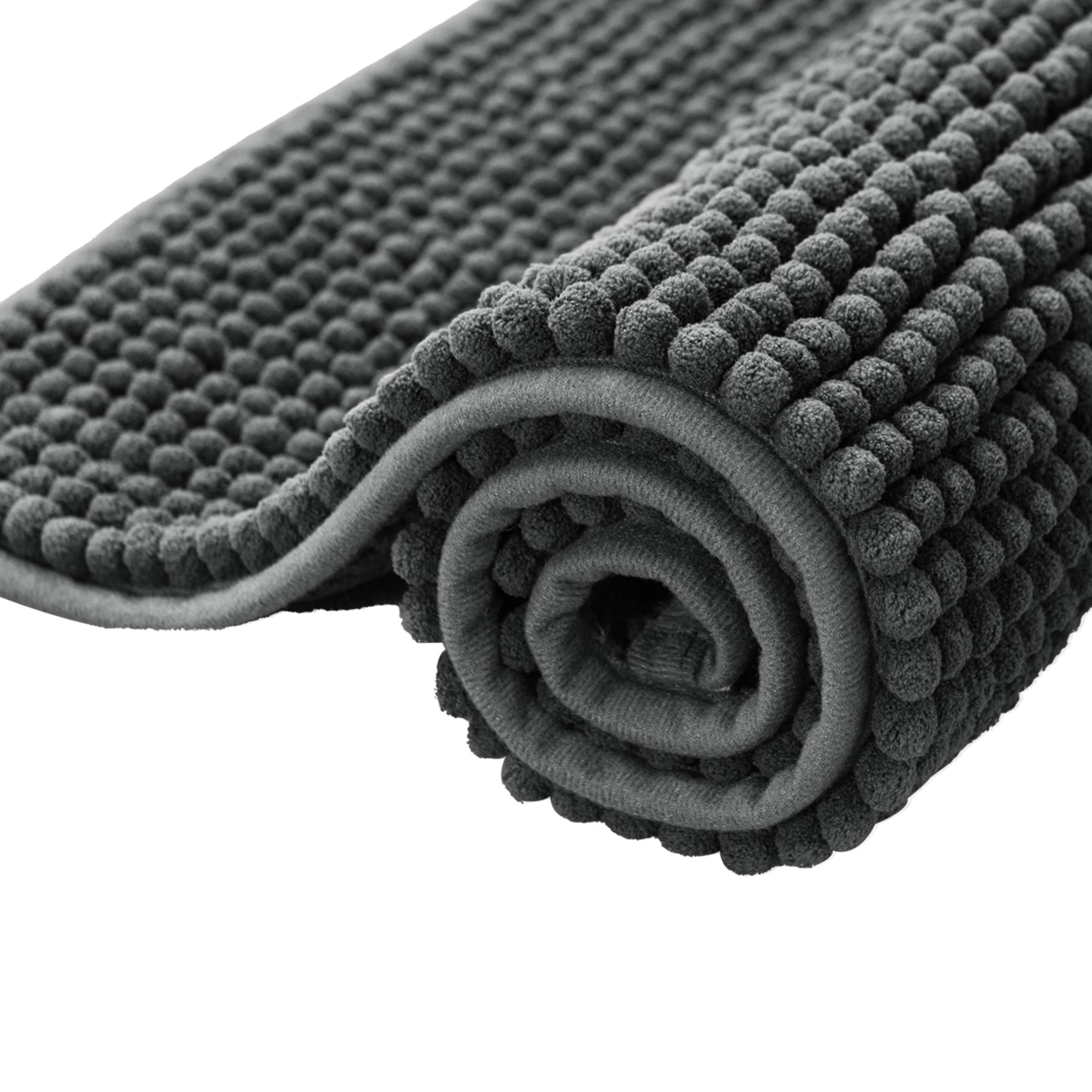 subrtex Non-Slip Bath Mat Extra Soft and Water Absorbent Chenille Bath Rug Perfect Plush Carpet Mats for Tub, Shower (40×60cm, Grey)