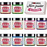 GOODTAKE 10 Colors Mica Powder for Resin | Resin Color Pigment | Mica Powder for Soap Making, Candle Making, Bath Bomb, Slime Pigment - Pure Natural (10 Colors)