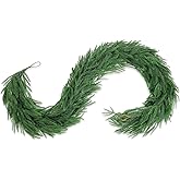 6FT Christmas Garland Real Touch Artificial Norfolk Pine Garland,Fake Green Plant Garland,Suitable for Holiday,Tabletop,Fireplace,Wall Decoration,Indoor and Outdoor Christmas Decoration