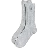 POLO RALPH LAUREN mens Cotton Ribbed Dress Crew Socks - 1 Pair Pack - Solid Color Cushioned Comfort