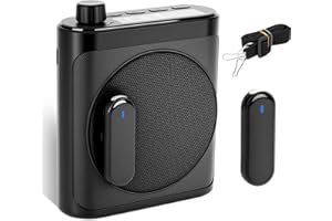 SUNNYMARK Wireless Voice Amplifier with 2 Wireless Microphones (Magnetic Lavalier & Clip-on), Portable Voice Amplifier for Teachers, Fitness, Classroom, Bluetooth Speaker Include Dual Microphone for Yoga