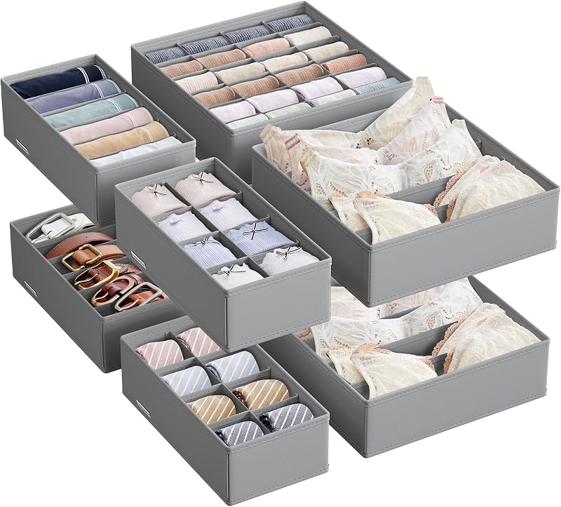 SONGMICS 8 Drawer Dividers Underwear Organizer Dove Grey RUS008G01
