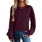 Zeagoo Womens Sweaters 2026 Fashion Fall Tops Crew Neck Long Sleeve Knit Pullover Sweater S-XXL