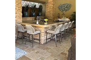 PURPLE LEAF Patio Counter Height Bar Stools 24" H Set of 2 Modern Rattan Bar Chairs Aluminum Stool Outdoor Wicker Barstools with Back and Cushion for Garden Kitchen Island