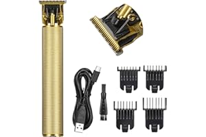 PYNOGEEZ Professional Electric Pro Li Outliner, 0mm Baldheaded Hair Clippers for Men Barber Grooming Cordless Rechargeable Close Cutting T-Blade Trimmer Haircutting Beard Shaver Barber (Gold)