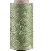 KONMAY 1 Roll 150D/0.8mm 283 Yards Army Green Flat Leather Sewing Waxed Thread for Leather Stitching/Bookbinding/Leather Repairing/Jewelry Making