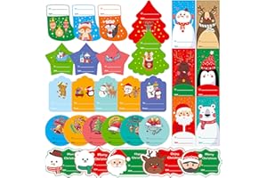 Funnlot Gift Tags Self Adhesive 236 PCS Christmas Labels for Gifts Christmas Santa Claus Stickers Christmas Tag Christmas Santa Claus Stickers Christmas Festival Birthday Holiday Decor