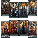 CRAFTERIAN Stained Glass Tarot Cards, 78 Tarot Deck with Foil Edges, Original Tarot Cards for Beginners and Experts with Guide Book, Fortune Telling Game, Divination Tools for All Skill Levels.